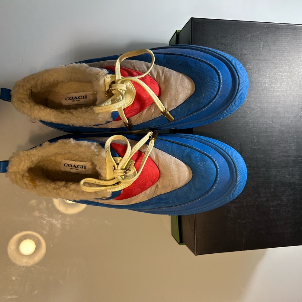 Coach Blue, Red & Cream Heart-Accent Ankle Booties - Picture 3 of 7